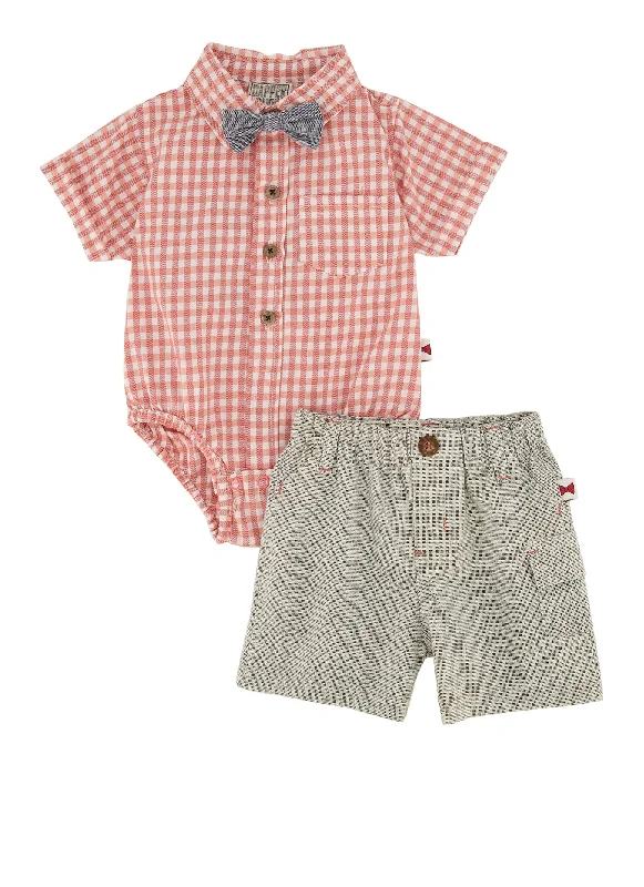 Baby Boys 0-9M Gingham Bodysuit and Shorts