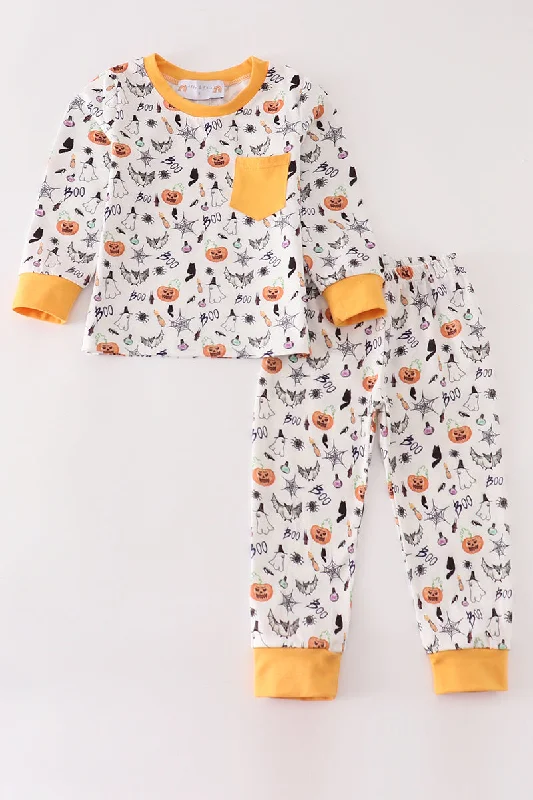 Halloween print boy pajamas set