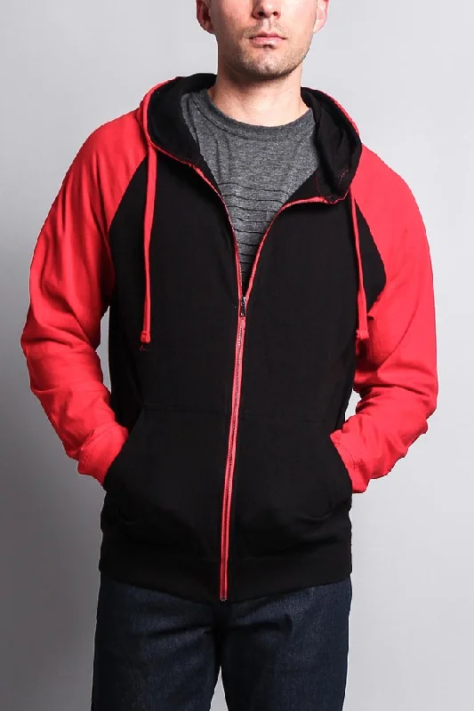 Men's Contrasting Zip Up Hoodie