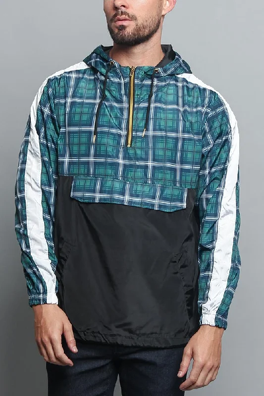 Plaid Anorak Windbreaker Jacket