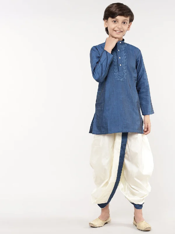 Boys Matching Kurta & Panchakacham Joy Set Dark Blue VB9