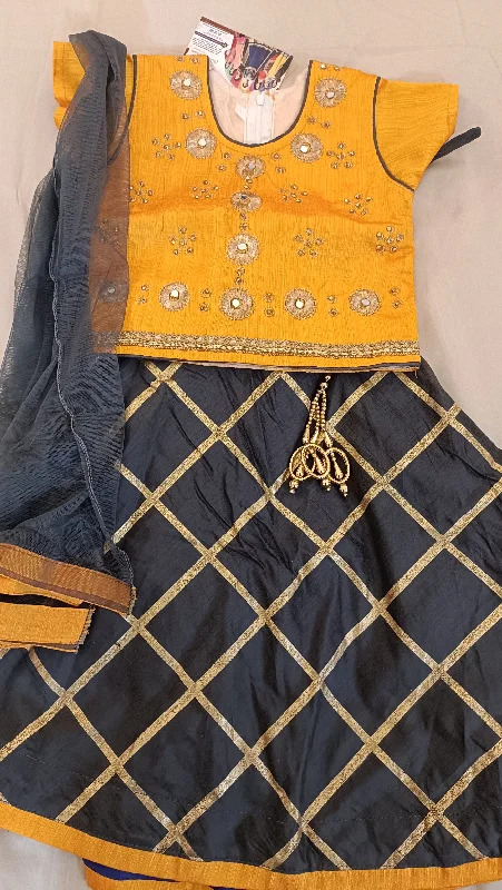 Beautiful Yellow And Black Choli With Embroidery Work For Children