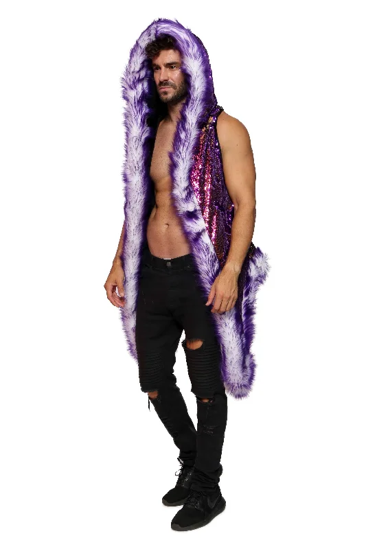 Men's LED Sequin Vest in "Purple Gold Rainbow"