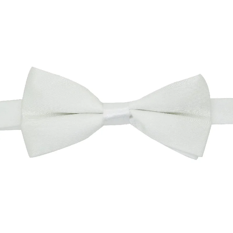 Gia White Satin Adjustable Bowtie