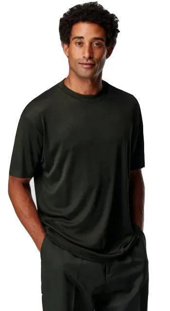 Men's Dressy Ribbed Short Sleeves Crew Neck Tee