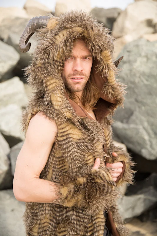 Men's Horned Viking Vest in "Minotaur"