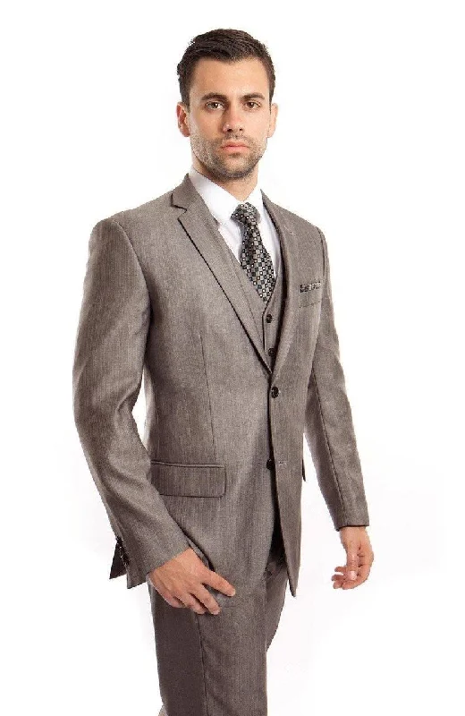 TAZIO COLLECTION-GREY TEXTURED 3 PIECE SUIT