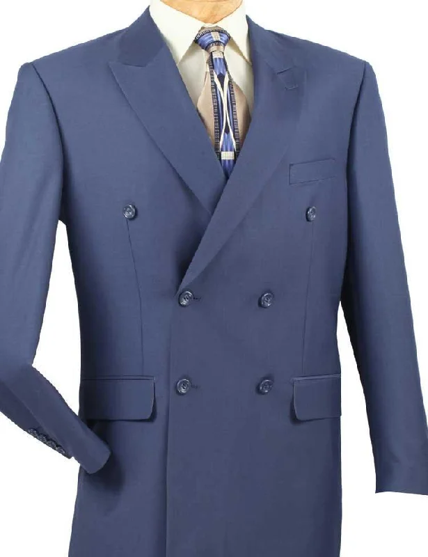 Blue Double Breasted Regular Fit Suit