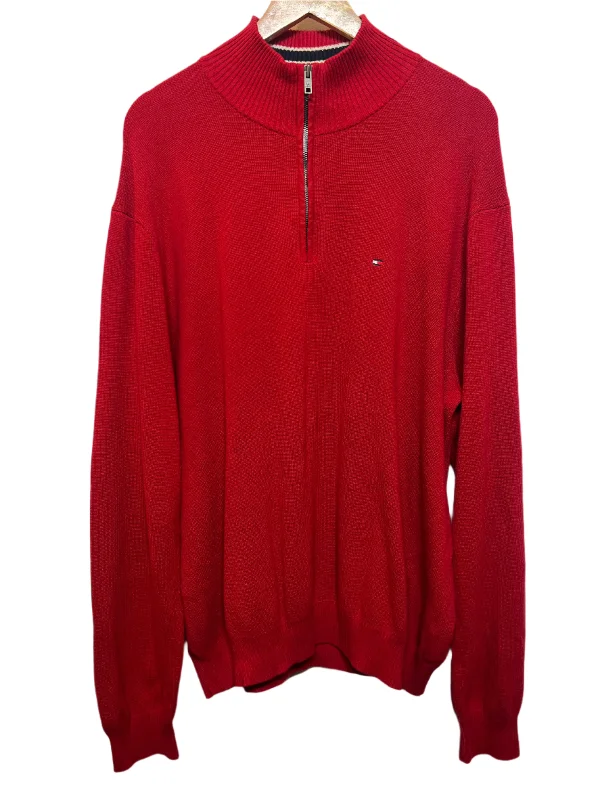 Tommy Hilfiger Mens Red Quarter Zip (Size XL)