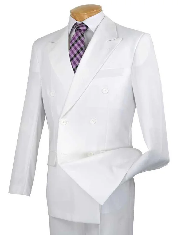 White Double Breasted Regular Fit Suit