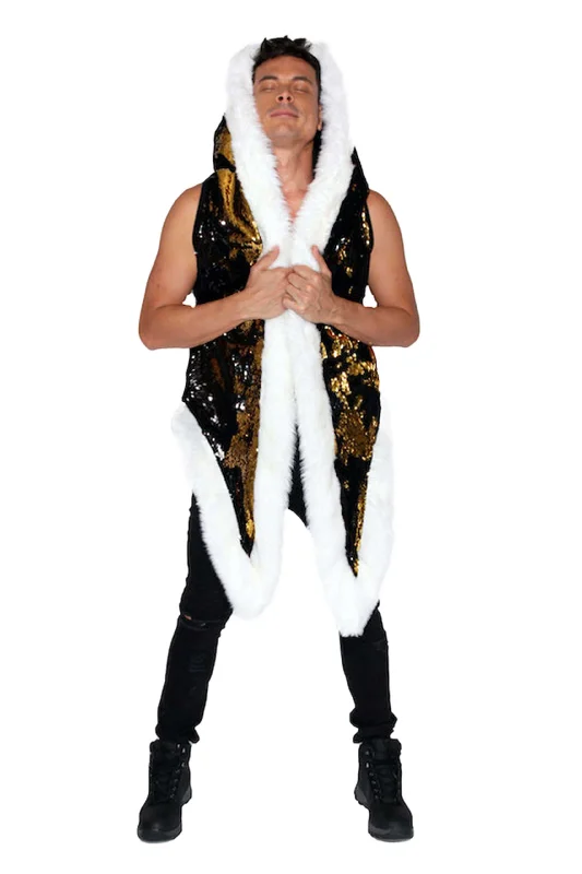 Men's Sequin Vest in "Black/ Gold"