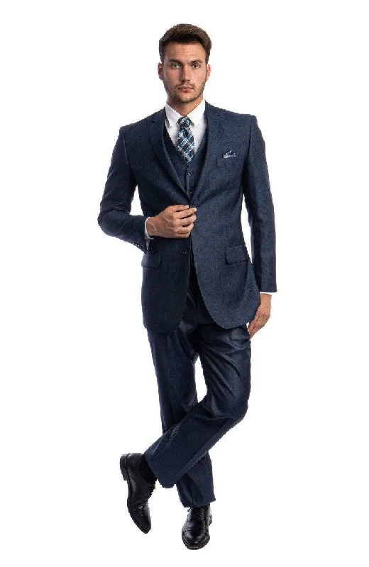 TAZIO COLLECTION-NAVY TEXTURED 3 PIECE SUIT