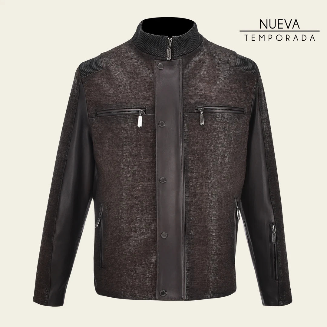 H349BOC - Cuadra moka casual fashion leather jacket for men