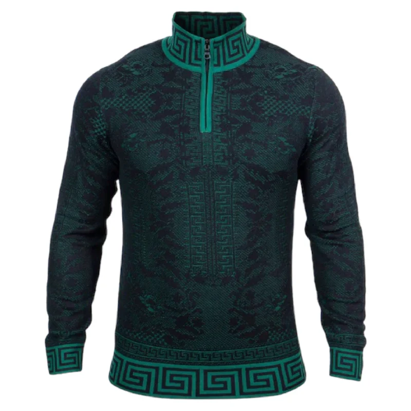 Prestige Quarter Zip "Dublin" Sweater (Green/Black) 443