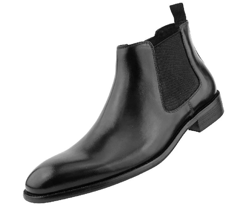 Men's Leather Chelsea Dress Boot color Black