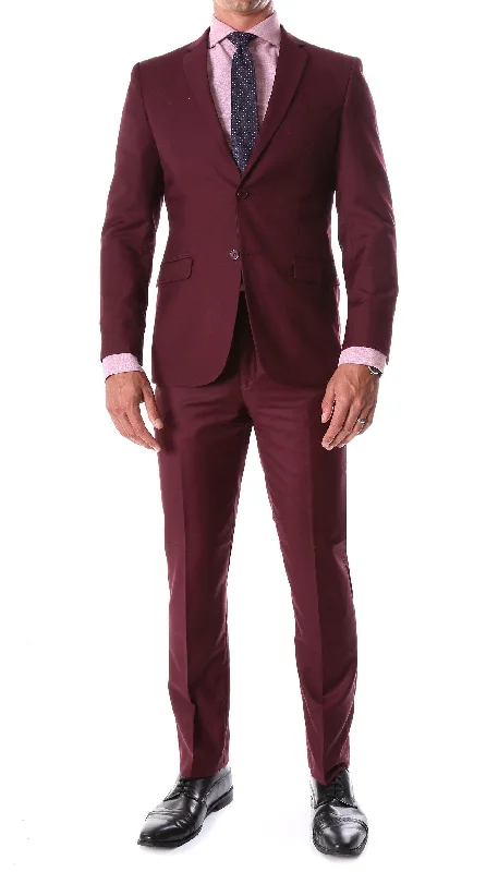 Oslo Collection - Slim Fit 2 Piece Suit Color Burgundy