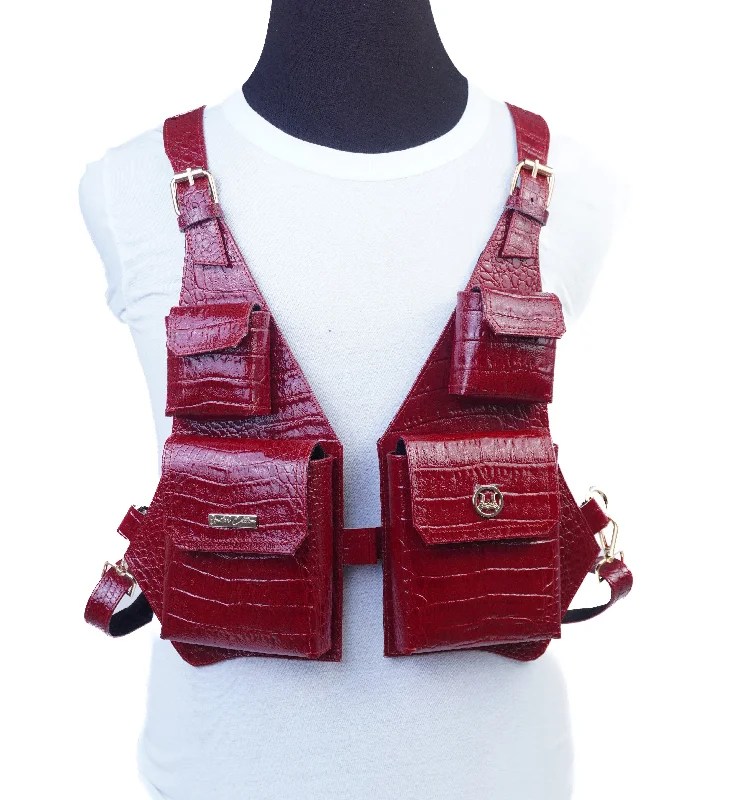 Utility Vest: Limited Edition Blood Red Crocodile Print