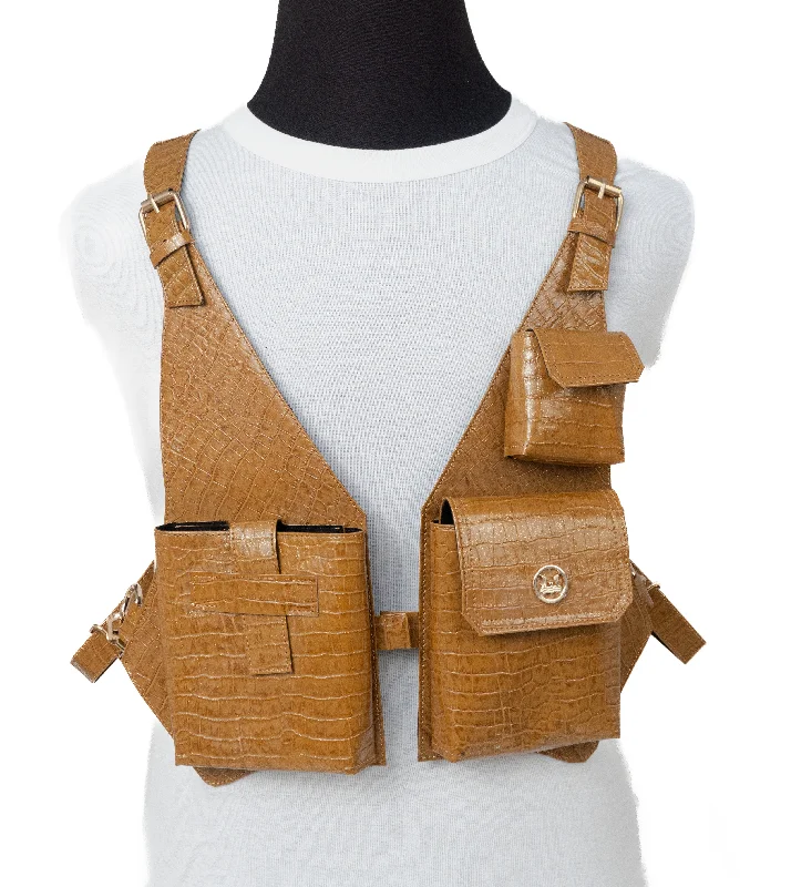 Utility Vest: Tortilla Brown Crocodile Print