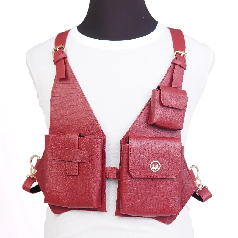 Utility Vest: Red Crocodile Print