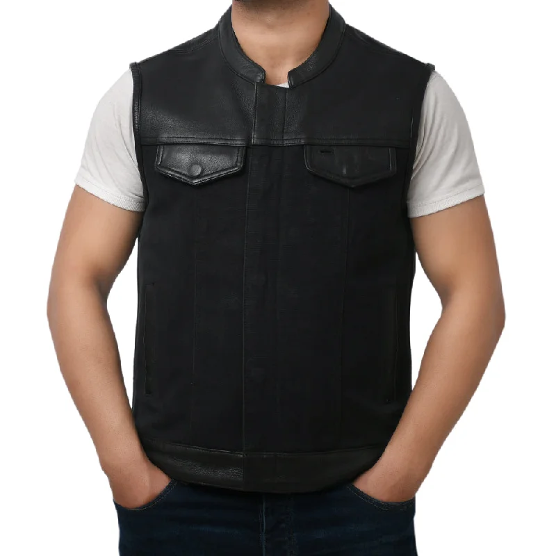 DETOUR - Motorcycle Leather/Canvas Vest