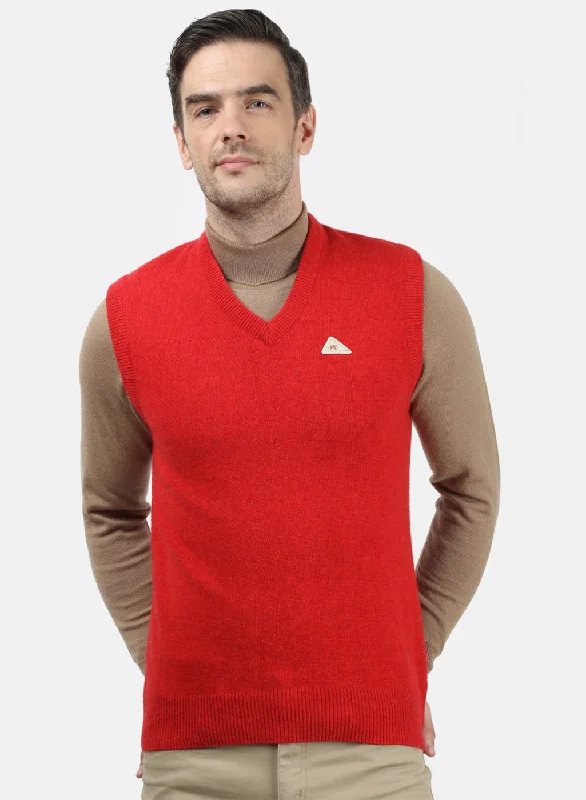 Men Red Solid Sweater