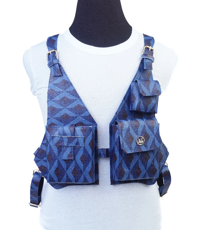 Utility Vest: Cerulean Blue Abstract Print