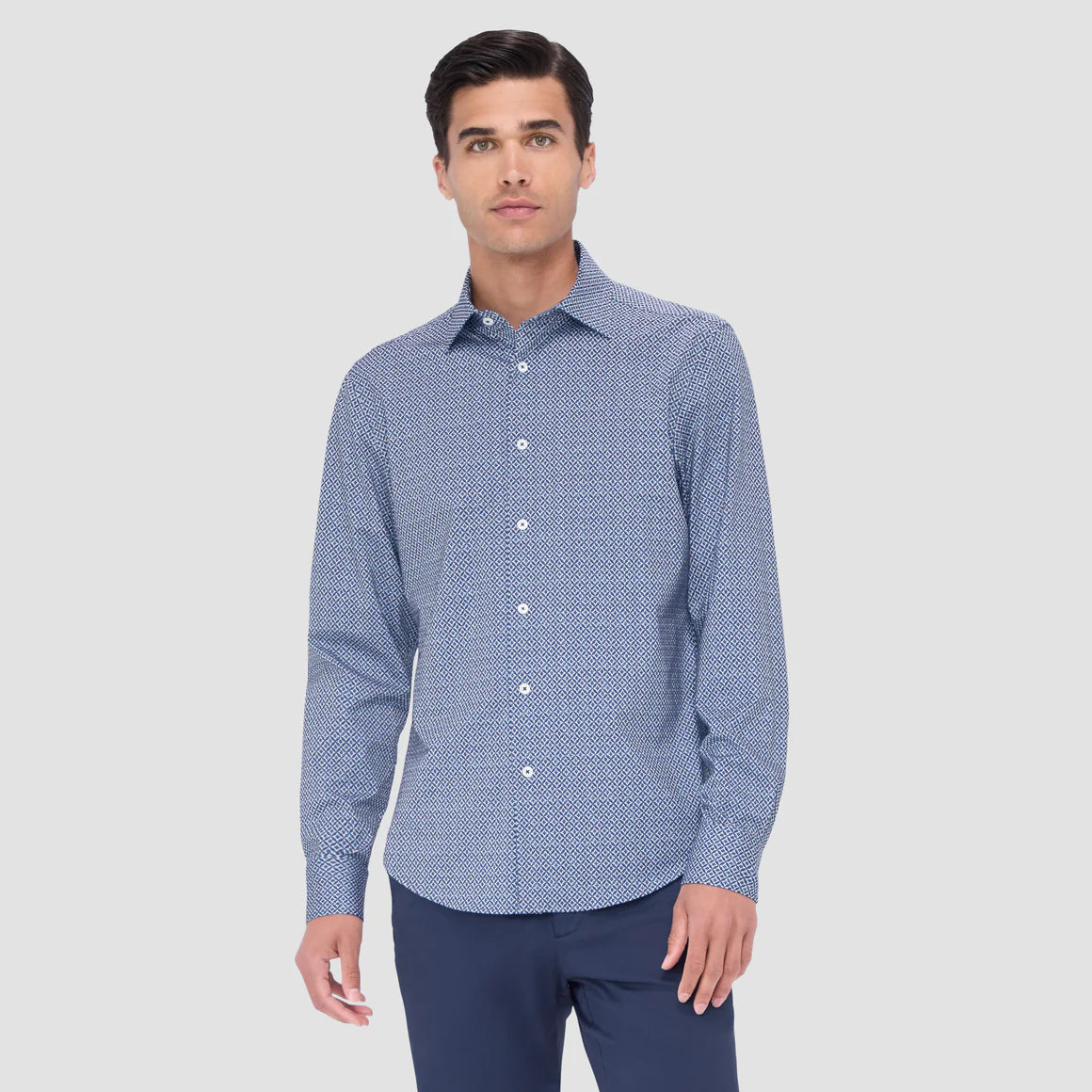 Bugatchi Jimmy Double Sided Geometric/Striped OoohCotton Shirt