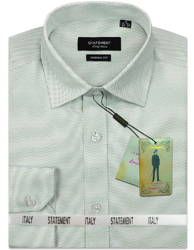 MODERN FIT GREEN PIN DOT DRESS SHIRT