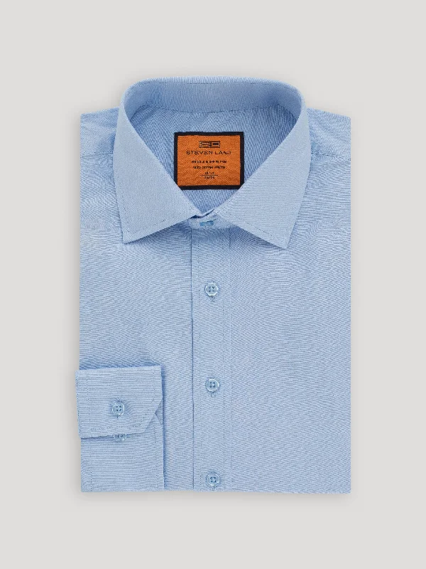 Poplin Dress Shirt | Trim Fit | Button Cuff | 100% Cotton | Color Light Blue