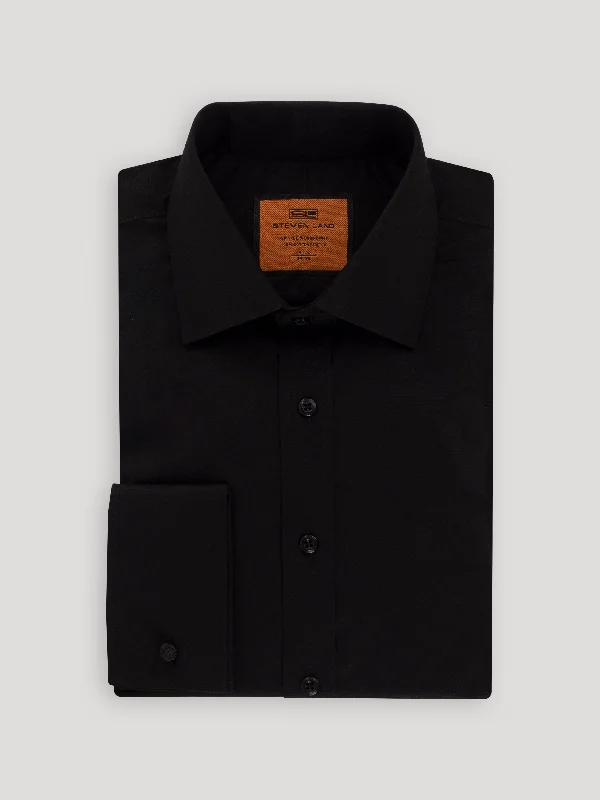 Poplin Dress Shirt | French Cuff | 100% Cotton | Color Black