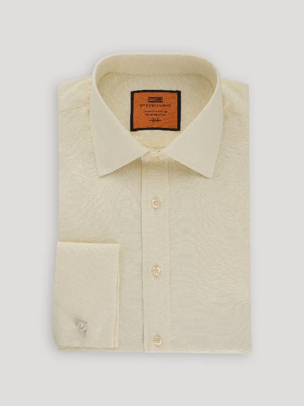 Poplin Dress Shirt | French Cuff | 100% Cotton | Cream