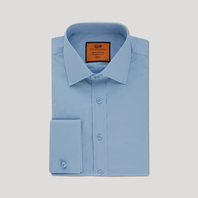 Poplin Dress Shirt | French Cuff | 100% Cotton | Light Blue