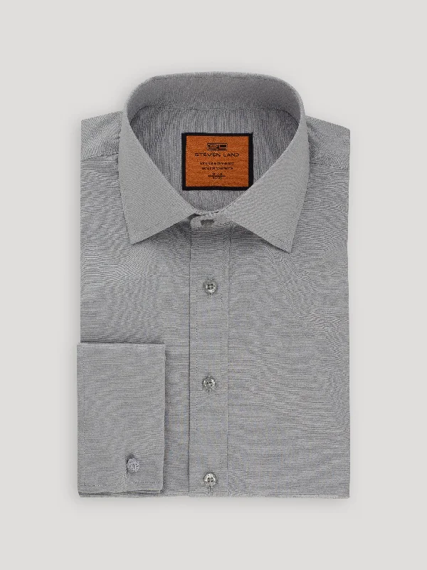 Steven Land Poplin Dress Shirt | French Cuff | 100% Cotton | Color Silver