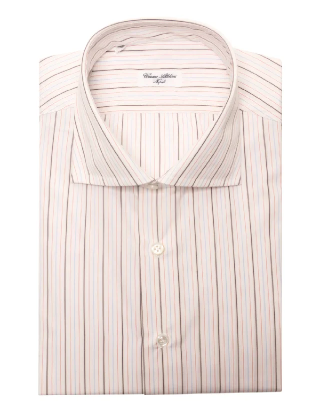 Blue and Berry Cotton Triple Striped Dress Shirt