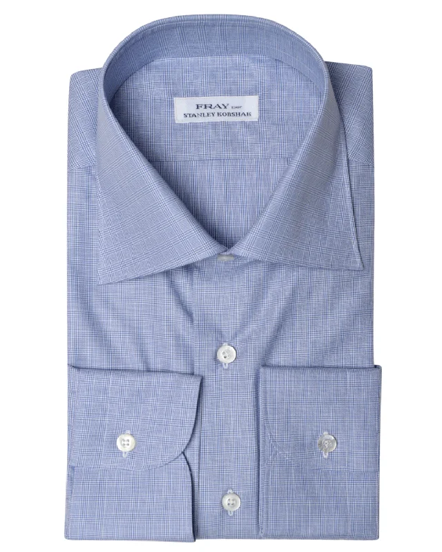 Royal Blue Glen Plaid Cotton Byron Dress Shirt