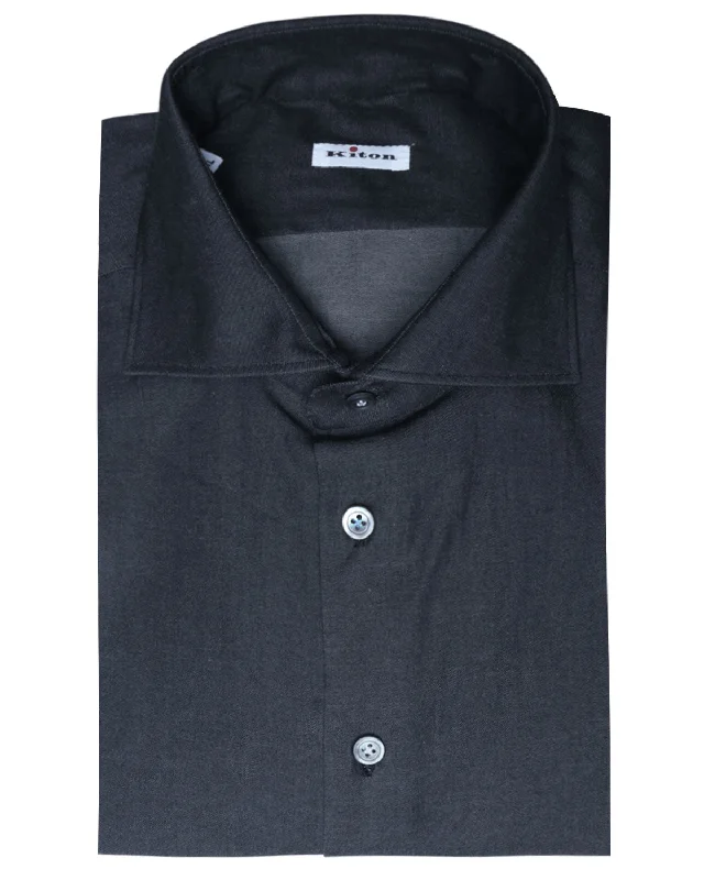 Dark Grey Chambray Cotton Blend Sportshirt