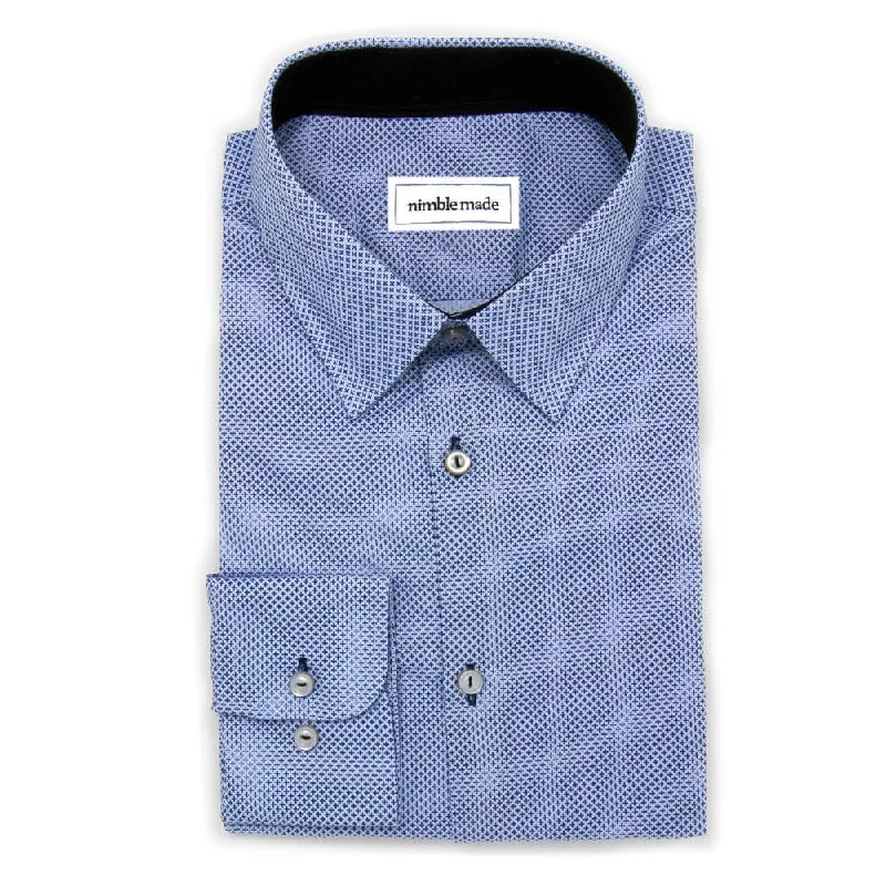 Dark Blue Printed Dress Shirt | The No. 10