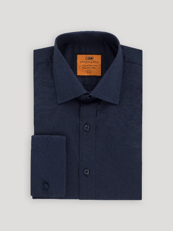 Poplin Dress Shirt | French Cuff | 100% Cotton | Navy