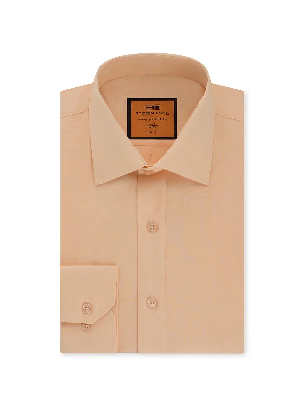 Poplin Dress Shirt | Slim Fit | Barrel Cuff | 100% Cotton | Peach