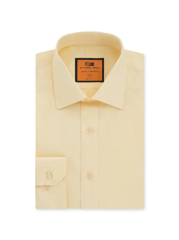 Poplin Dress Shirt | Slim Fit | Barrel Cuff | 100% Cotton | Yellow