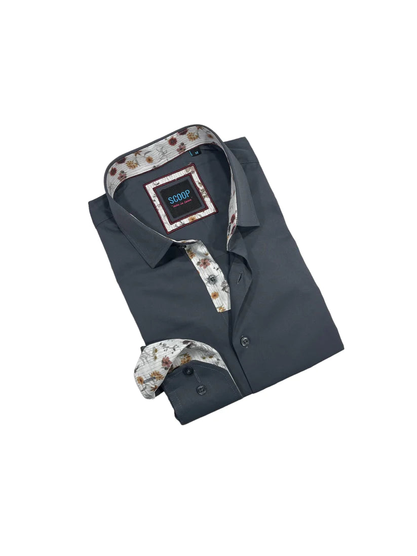 Scoop Dress Shirt - Novel 2/Charcoal