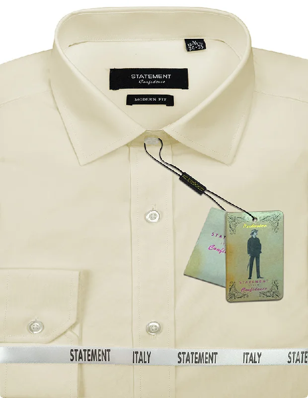 MODERN FIT CREAM BASIC DRESS SHIRT