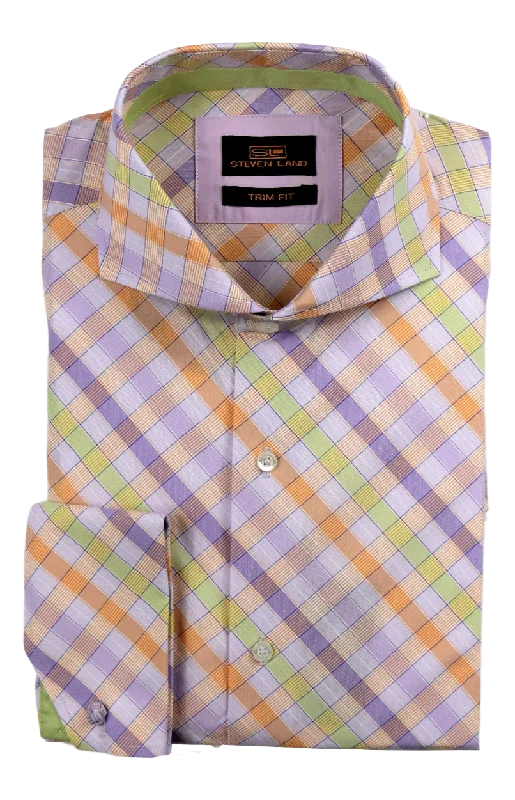 Dress Shirt | TA1729 | 100% Cotton | Cutaway Collar | Angled French Cuff | Purple