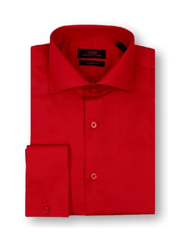 The Next Generation Satin Dress Shirt | 100% Cotton | Modern Point Collar | Red