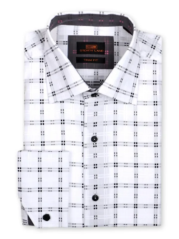 French Cuff Spread Collar Shirt for Men | White/Black