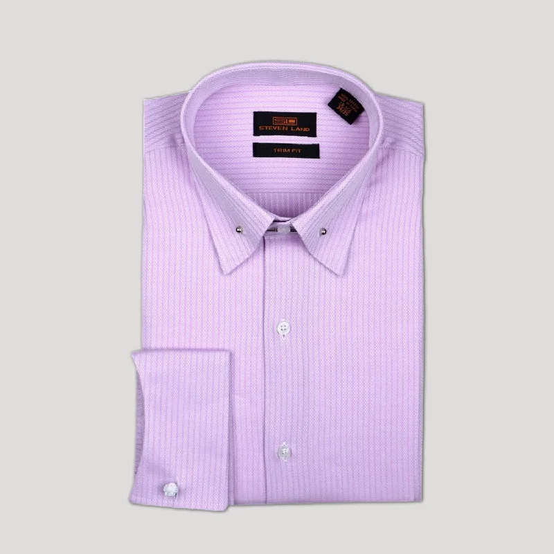 Point Collar with Bar French Cuff Shirt for Men | Lavender