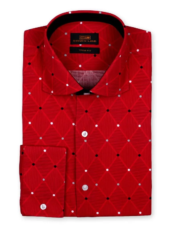 Tailored Fit Single Cuff Spread Collar Shirt for Men | Red