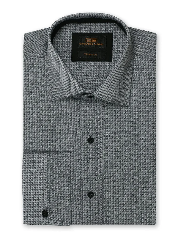 Steven Land | Dress Shirt | TA818 | 100% Cotton | Trim Fit | Woven Fabric | Placket Front | Silver