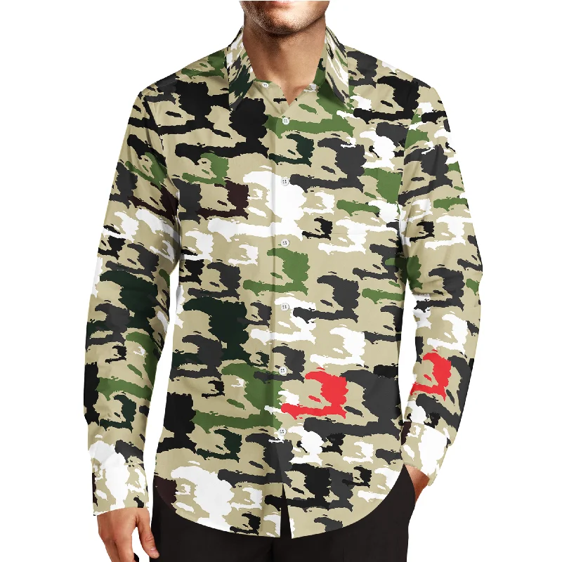 TMMG LUXURY KHAKI HAITI CAMO MEN'S DRESS SHIRT