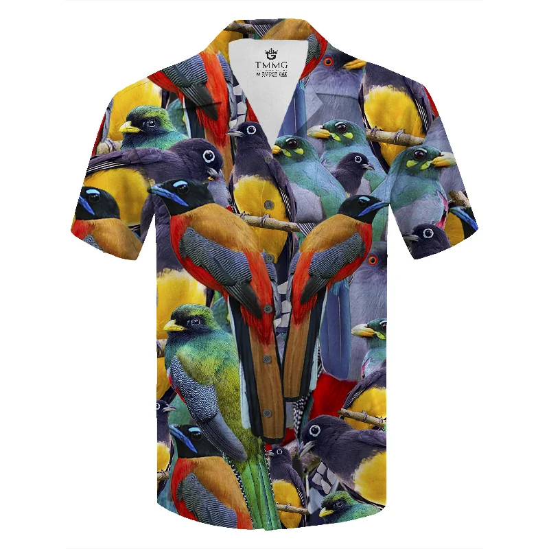 TMMG LUXURY HAITI NATIONAL TROGON BIRDS DRESS SHIRT